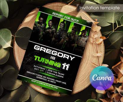 Call of Duty Gamer customizable invitation template | Share or Print | boy | IK148