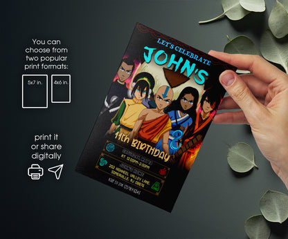 Avatar The Last Airbender customizable invitation template | Share or Print | HW139