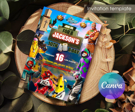 Fortnite Gamer customizable invitation template | Share or Print | boy | FE092