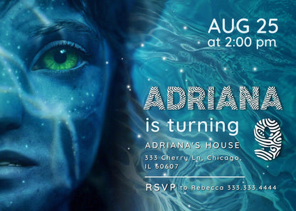 Avatar The Way of Water customizable invitation template | Share or Print | TQ402
