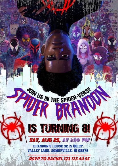 Spider Man Across the Spider-Verse customizable invitation template | Share or Print | boy | EG034