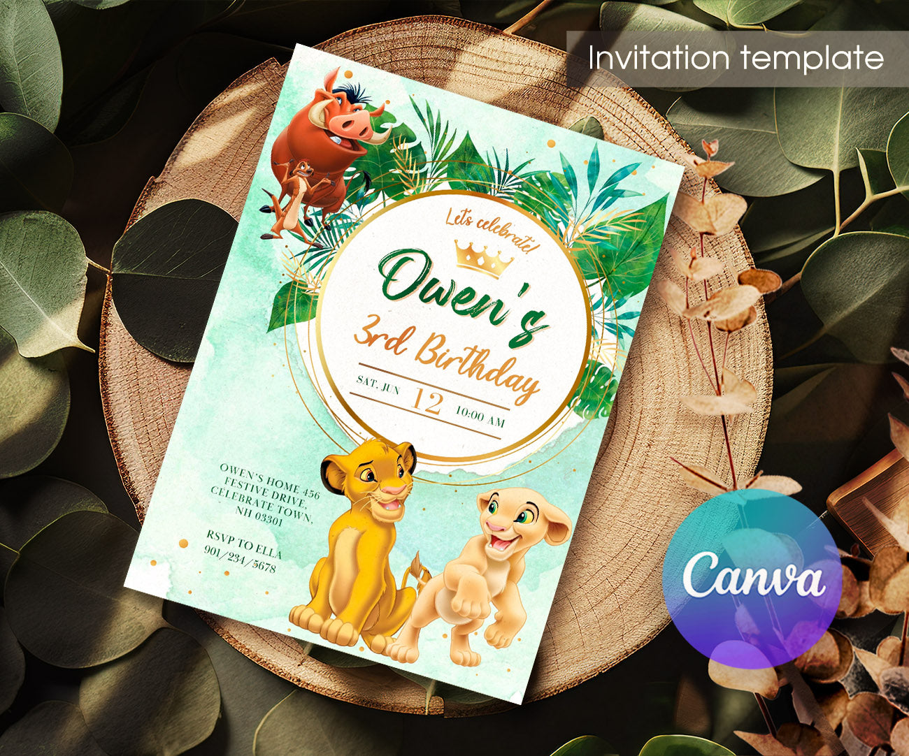 Lion King Simba customizable invitation template | Share or Print | GH249