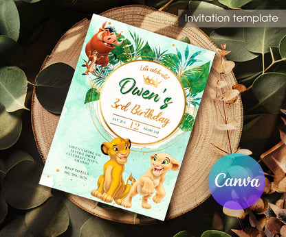 Lion King Simba customizable invitation template | Share or Print | GH249