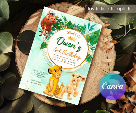 Lion King Simba customizable invitation template | Share or Print | GH249