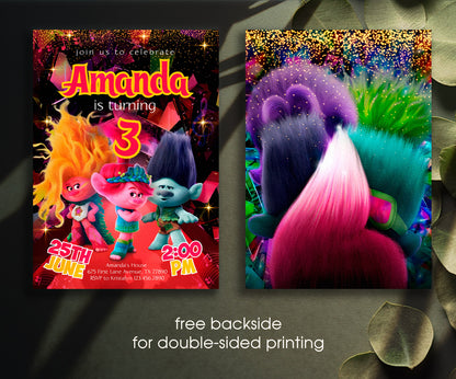 Trolls Poppy customizable invitation template | Share or Print | SW241