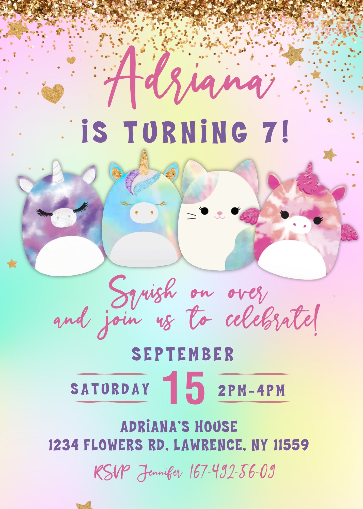 Squishmallows customizable invitation template | Share or Print | SI421