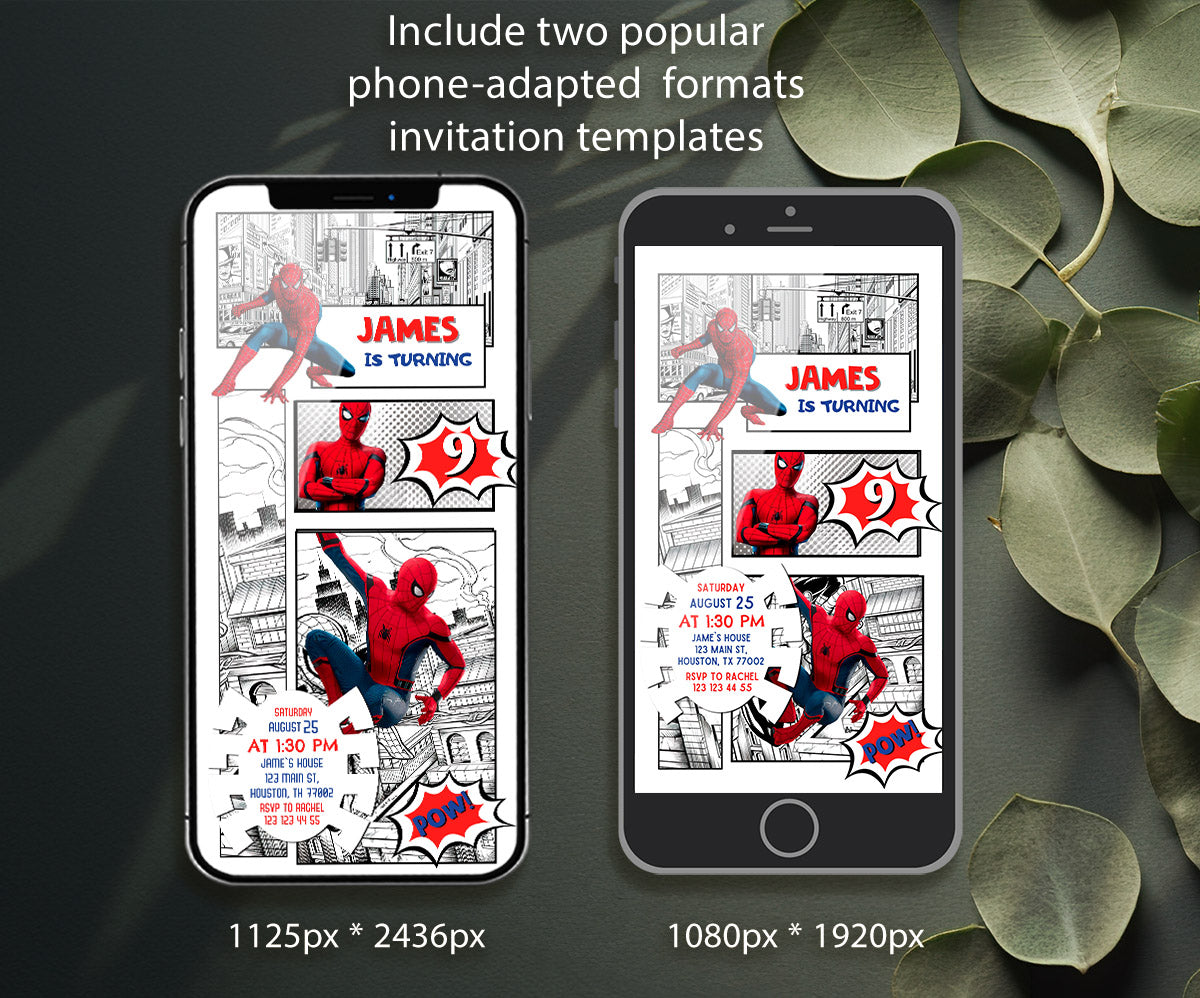 Spiderman Marvel Superhero customizable invitation template | Share or Print | boy | FV777