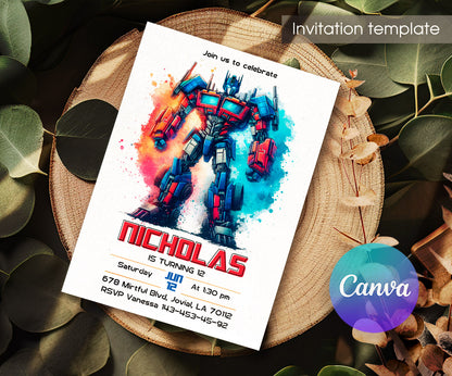 Transformers Rescue Bots customizable invitation template | Share or Print | boy | BE302