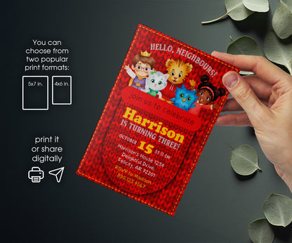 Daniel Tiger's Neighborhood customizable invitation template | Share or Print | XF475