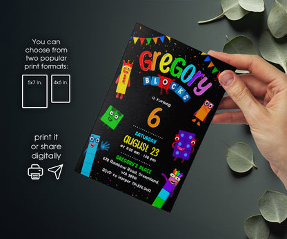 Numberblocks customizable invitation template | Share or Print | DK831