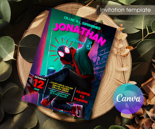 Spider Man Across the Spider-Verse customizable invitation template | Share or Print | boy | OU099