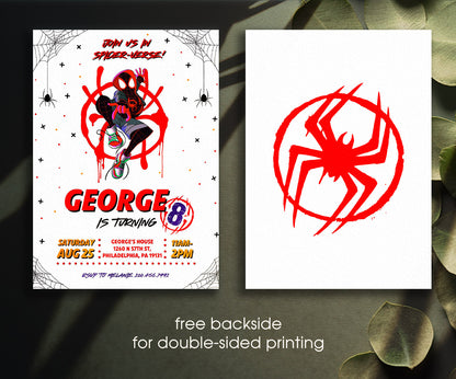 Spider Man Across the Spider-Verse customizable invitation template | Share or Print | boy | YV940