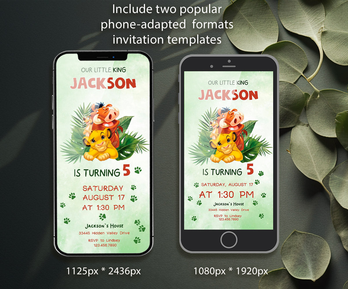 Lion King Simba customizable invitation template | Share or Print | LZ423