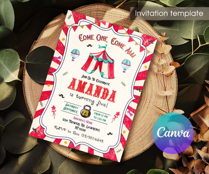 Circus Carnival customizable invitation template | Share or Print | IZ477