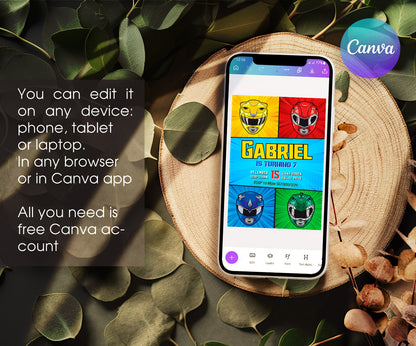 Mighty Morphin Power Rangers customizable invitation template | Share or Print | boy | YW278