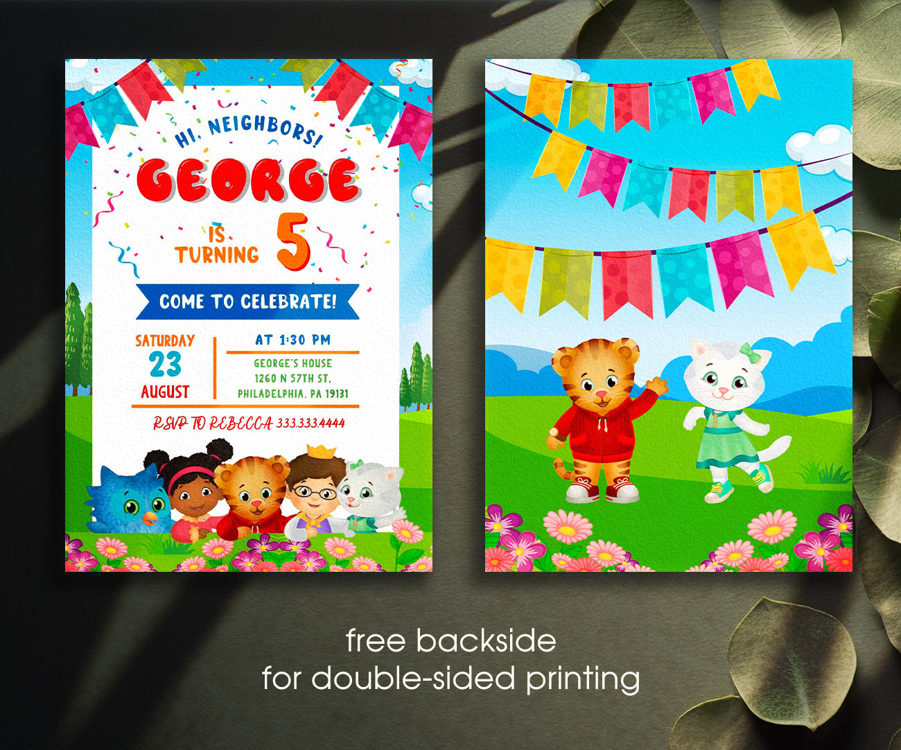 Daniel Tiger's Neighborhood customizable invitation template | Share or Print | MS853