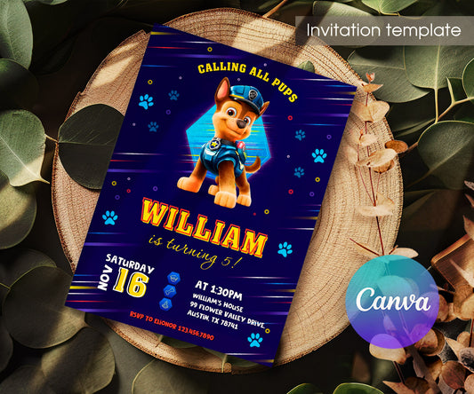 PAW Patrol customizable invitation template | Share or Print | DL847