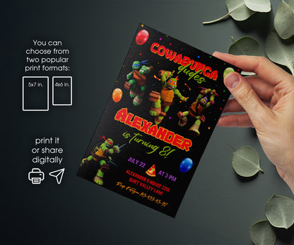 Teenage Mutant Ninja Turtles customizable invitation template | Share or Print | boy | VQ684