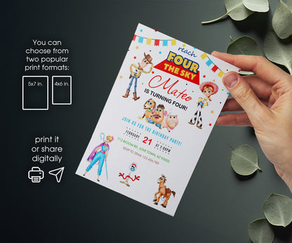 Toy Story Woody customizable invitation template | Share or Print | GO709
