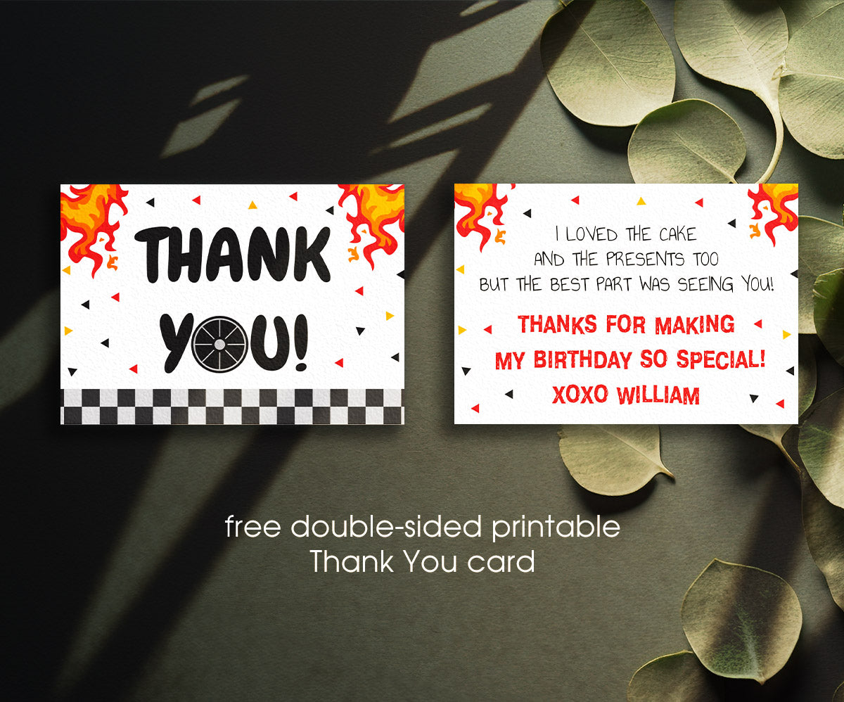 Race Car 2nd Bday Watercolor customizable invitation template | Share or Print | boy | TN151