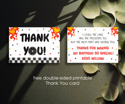 Race Car 2nd Bday Watercolor customizable invitation template | Share or Print | boy | TN151
