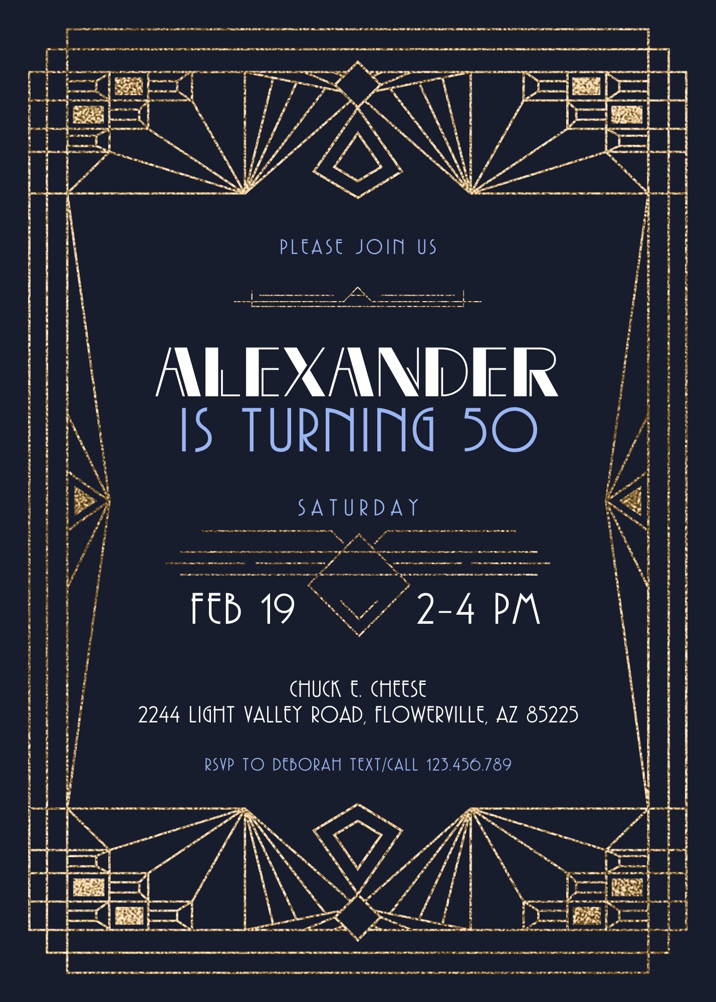 The Great Gatsby Art Deco customizable invitation template | Share or Print | OS712