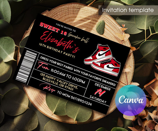 Sneaker Ball Air Jordan Nike customizable invitation template | Share or Print | SG925