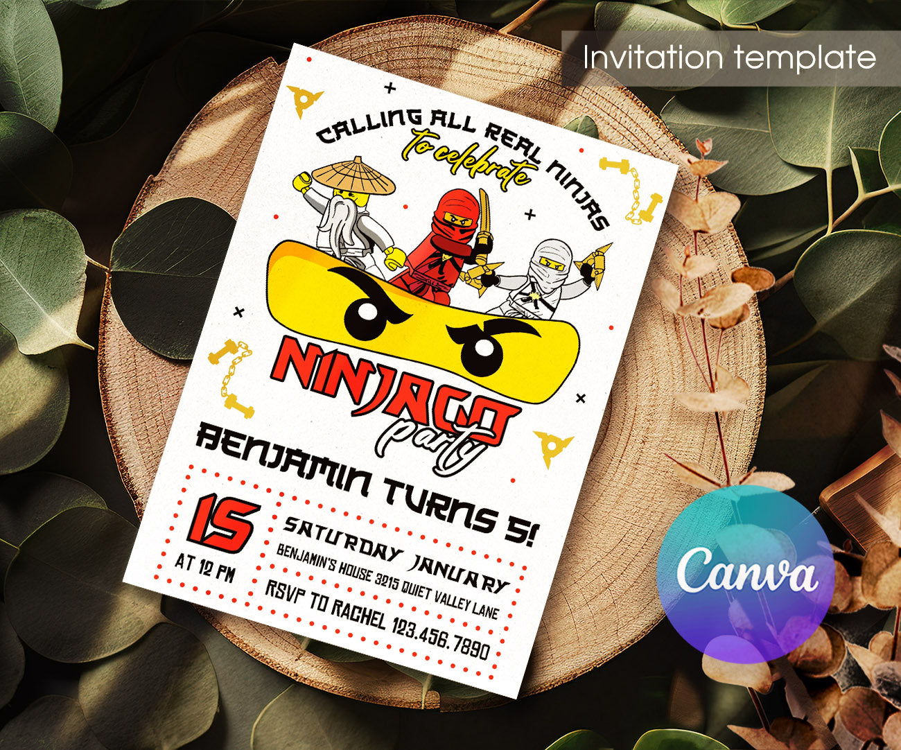 Ninjago Minifigures Lego customizable invitation template | Share or Print | DP459