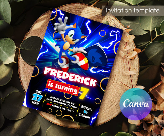 Sonic the Hedgehog customizable invitation template | Share or Print | KR353