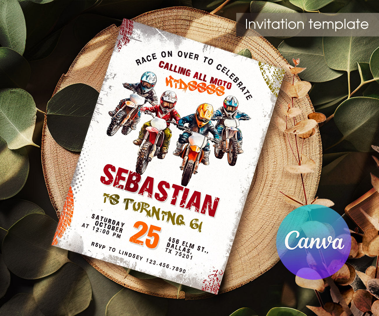 Motocross Extreme customizable invitation template | Share or Print | YM343