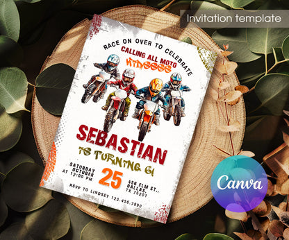 Motocross Extreme customizable invitation template | Share or Print | YM343