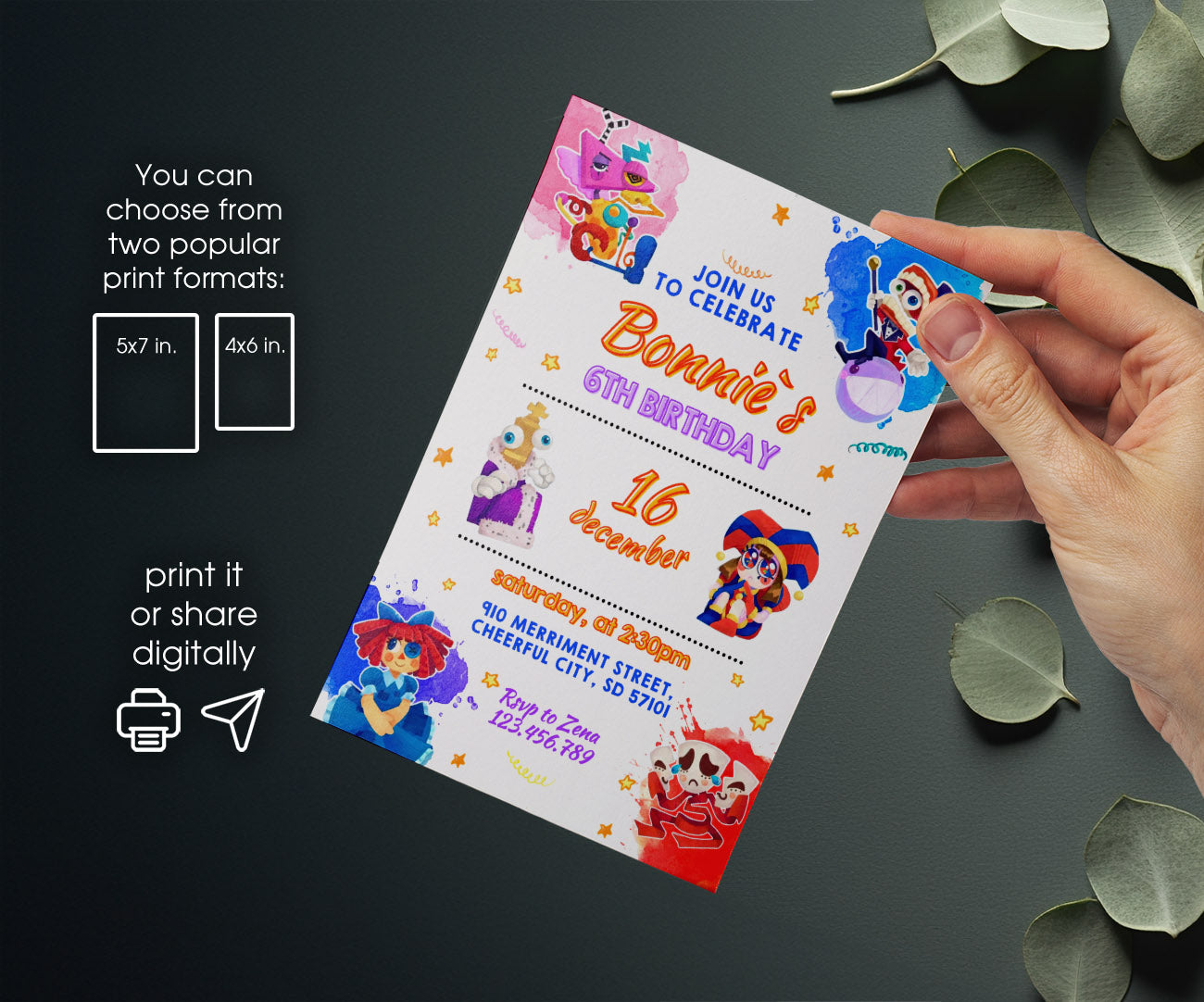 The Amazing Digital Circus customizable invitation template | Share or Print | DP306