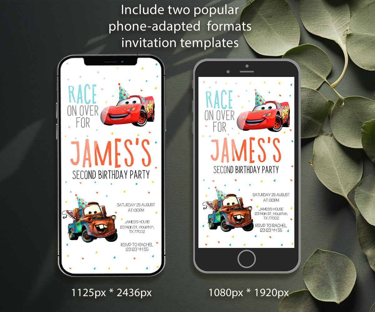 Cars Lightning McQueen customizable invitation template | Share or Print | boy | JJ354