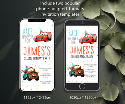 Cars Lightning McQueen customizable invitation template | Share or Print | boy | JJ354