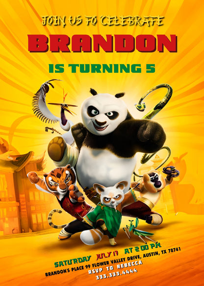 Kung Fu Panda Po customizable invitation template | Share or Print | KW055