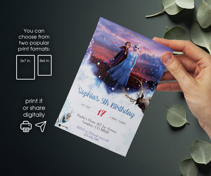 Frozen Elsa customizable invitation template | Share or Print | girl | YR642