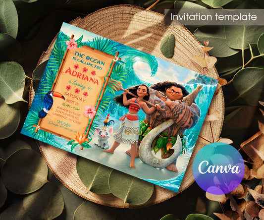 Moana Princess customizable invitation template | Share or Print | girl | WR265