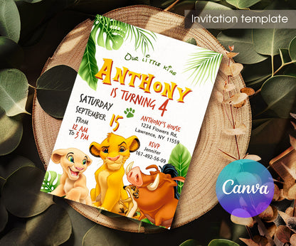 Lion King Simba customizable invitation template | Share or Print | KC884