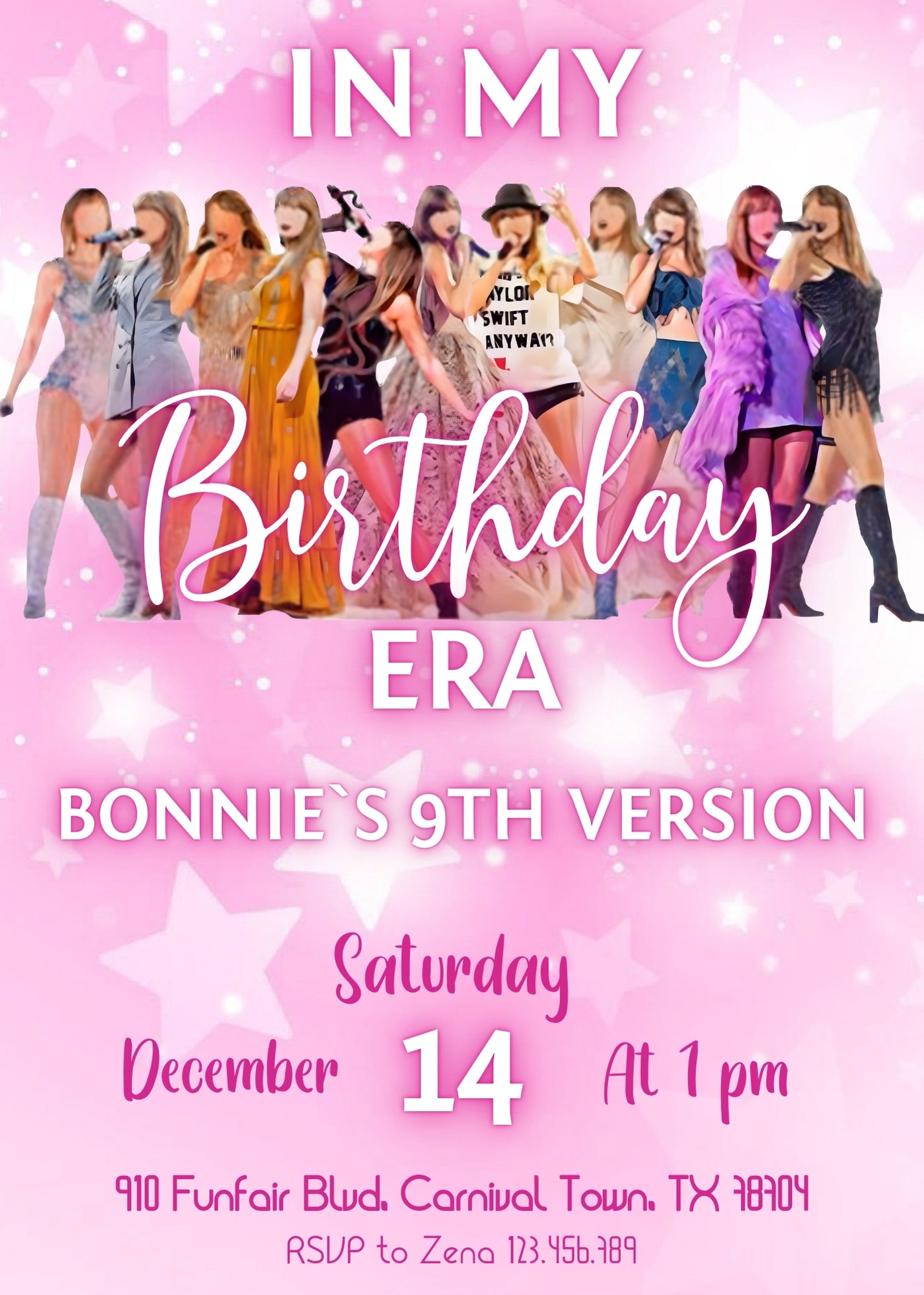 Taylor Swift Eras Tour customizable invitation template | Share or Print | girl | DD447