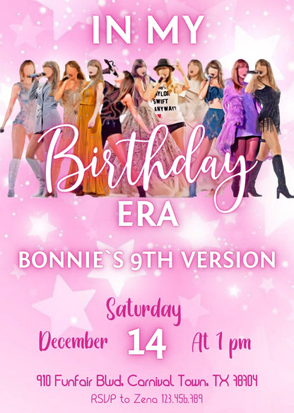 Taylor Swift Eras Tour customizable invitation template | Share or Print | girl | DD447