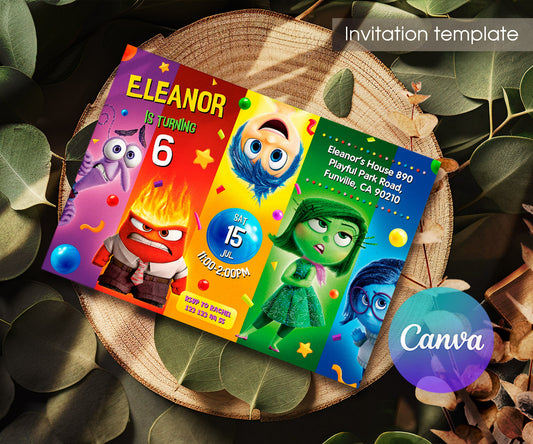 Inside Out 2 customizable invitation template | Share or Print | SA156