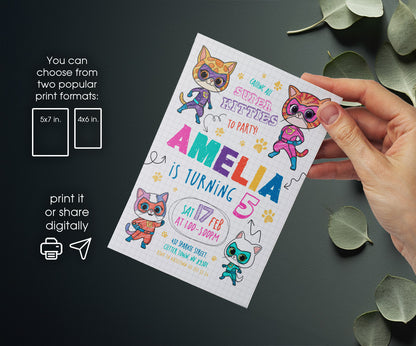 SuperKitties customizable invitation template | Share or Print | WX854