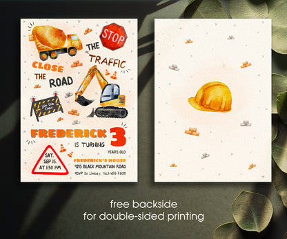 Dump Truck Construction customizable invitation template | Share or Print | boy | GQ586