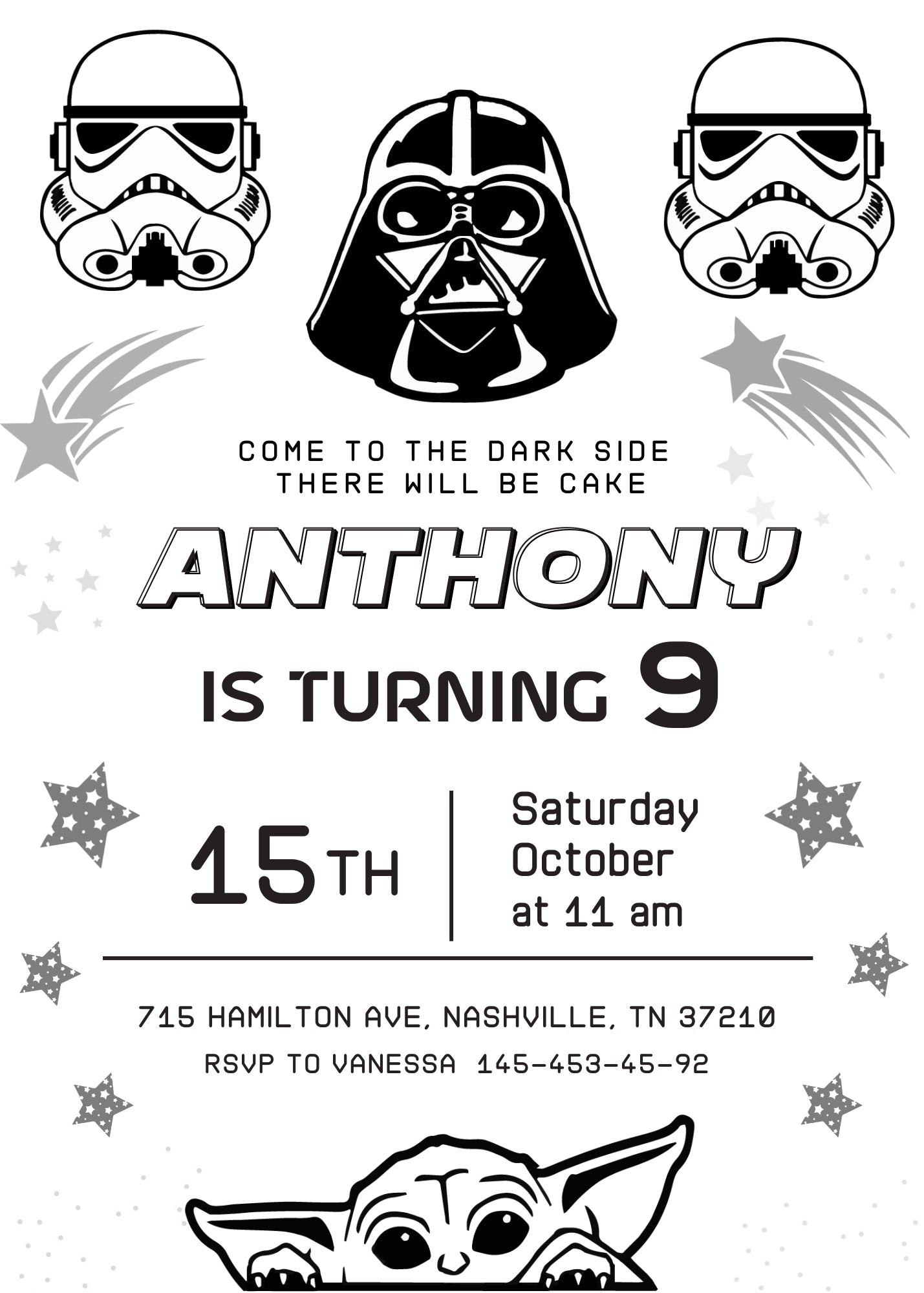 Star Wars Darth Vader Lego Minifigures customizable invitation template | Share or Print | BC813