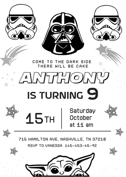 Star Wars Darth Vader Lego Minifigures customizable invitation template | Share or Print | BC813