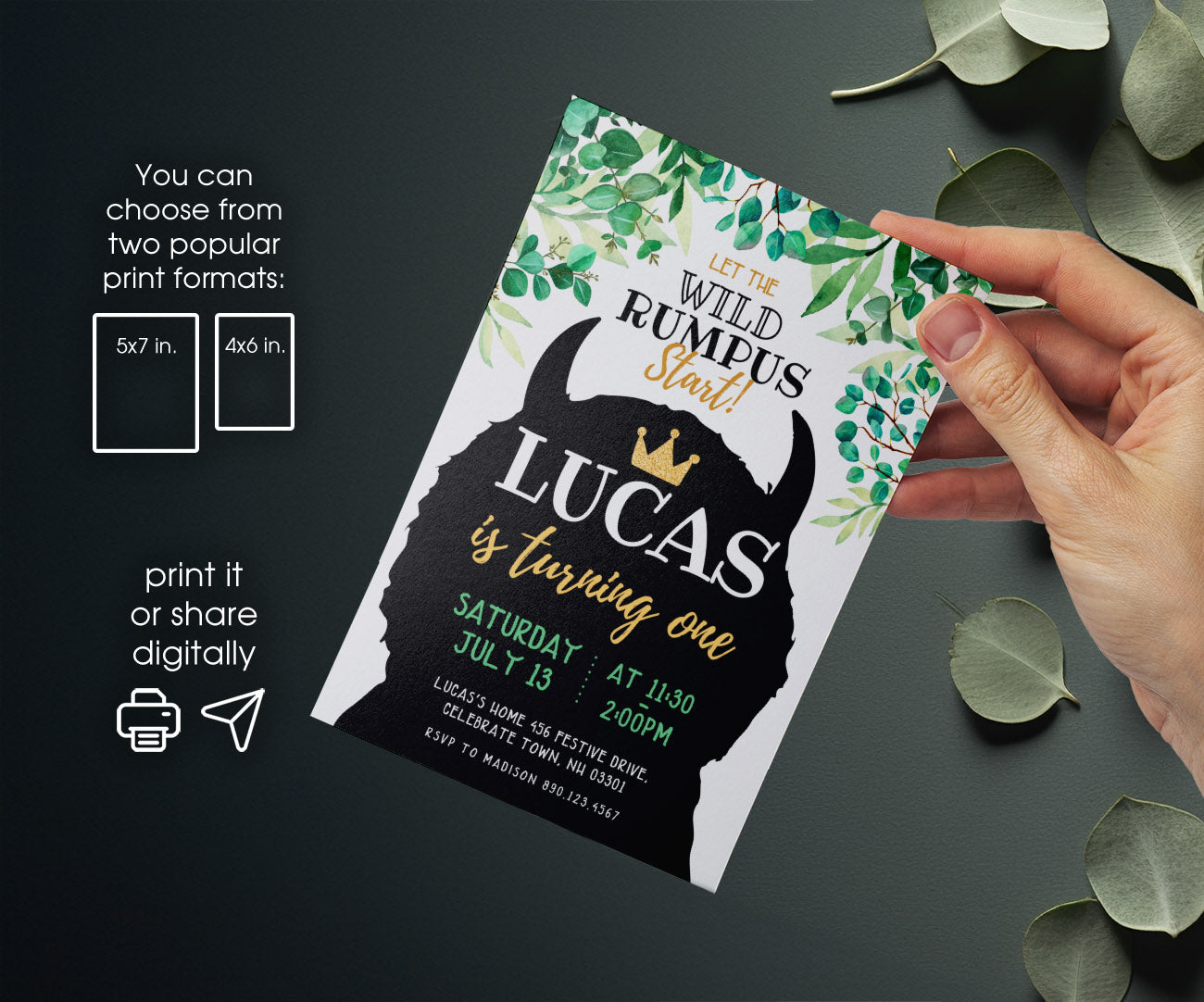 Where The Wild Things Are Maurice Sendak customizable invitation template | Share or Print | VN082