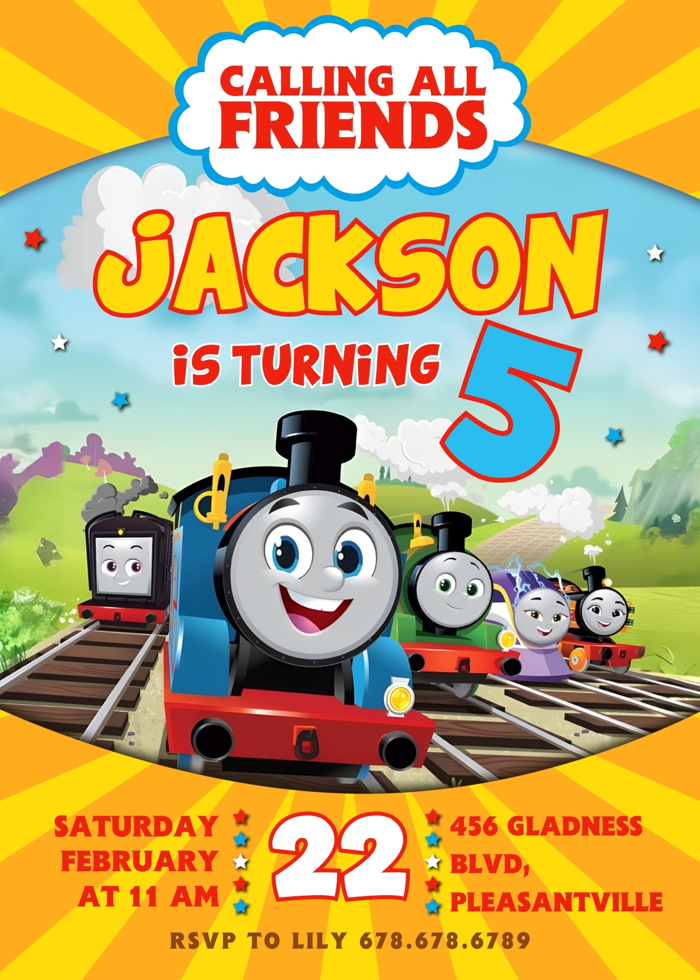 Thomas Train & Friends customizable invitation template | Share or Print | GV360