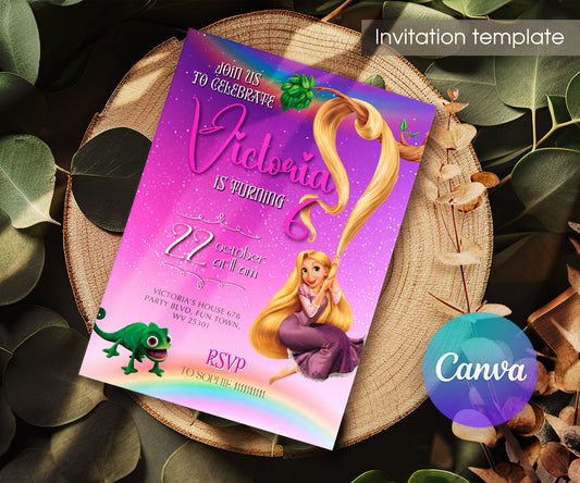 Rapunzel Princess Tangled customizable invitation template | Share or Print | girl | IZ188