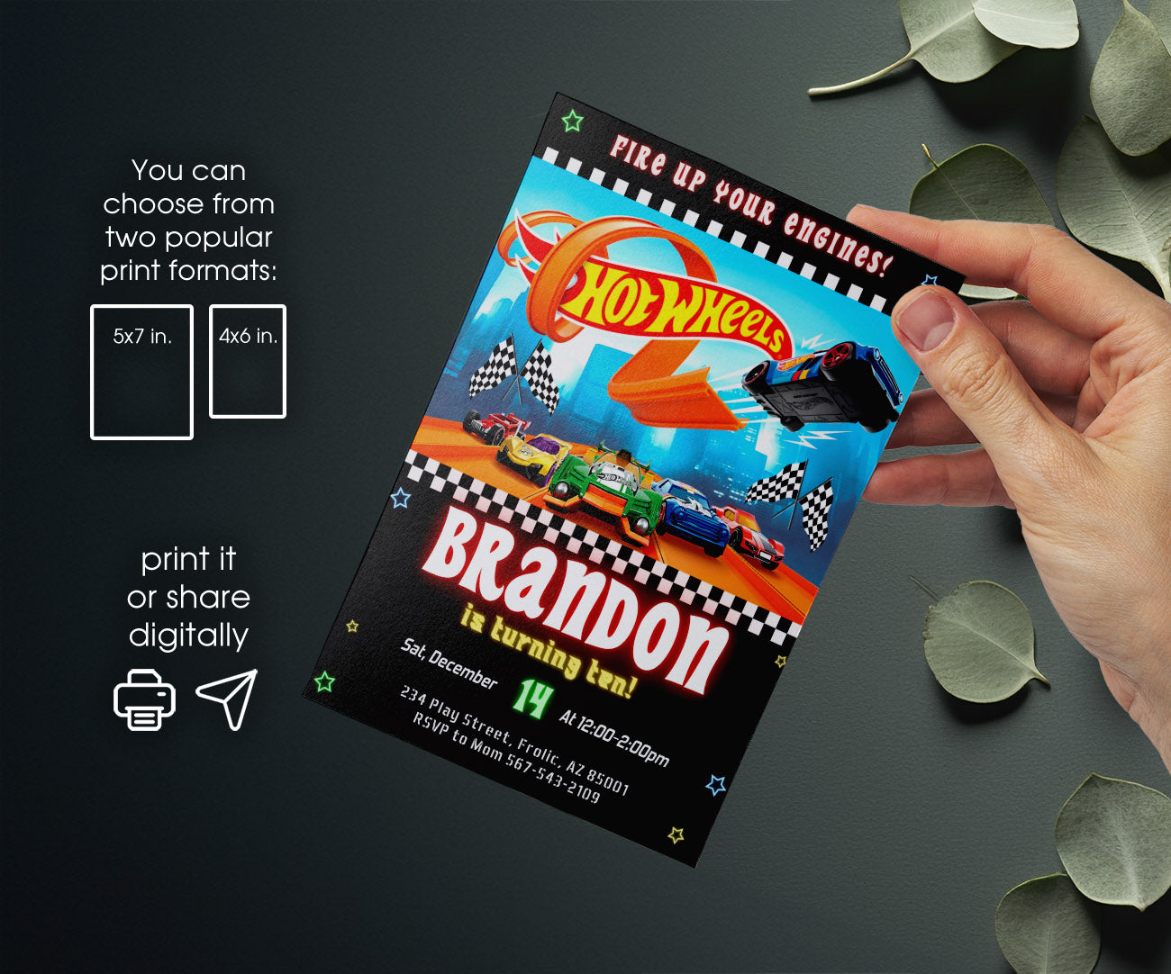 Hot Wheels Racing customizable invitation template | Share or Print | boy | ZO947