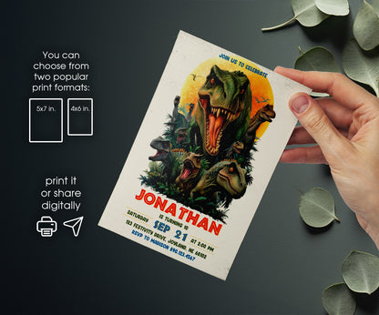 Jurassic World Dinosaur customizable invitation template | Share or Print | JN721